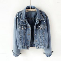 Women's Jackets Women's Short Denim Jacket Foreign Trade Pearl Loose Spring And Autumn