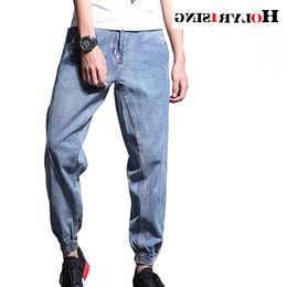 Jeans da uomo Tasche casual Uomo Patch Harem Hip Hop Jean Pantaloni lavati Pantaloni con travi nostalgiche M-5XL 18855-5
