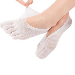 Women Socks Women's Ultra-thin Five-finger Mesh Shallow Mouth Silicone Non-slip Low-top Invisible