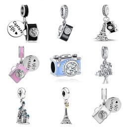 925 silver Fit Pandora Original charms DIY Pendant women Bracelets beads Fine DIY Castle Dangle Camera Tower Charm Bead Gift