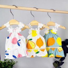 Dog Apparel Hawaiian Fruit Print Pet Dresses For Small Dogs Summer Cosy Puppy Cat Suspender Skirt Yorkshire Chihuahua Mascotas Clothing