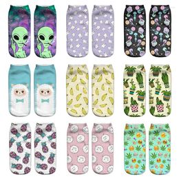 Women Socks 3D Printed Unisex Cute Low Cut Ankle Multicolor Men's And Women's Pineapple Fruit Casual Alien Funny