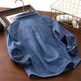 Kids Shirts Fashion Jeans Shirts for Kids Spring Turn-down Collar Fall Clothes for Toddler Boys Cotton Children Denim Tops 4 8 12Y 230317