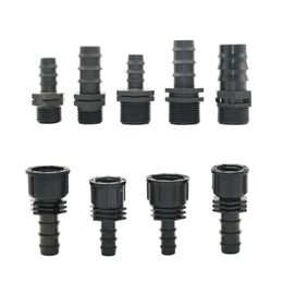 Watering Equipments 1/2 3/4 Female Male Thread To 1 Inch Garden Hose Barb Connector 16mm 20mm 25mm Plastic Fitting 2 Pcs