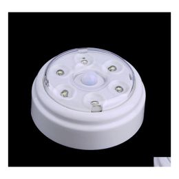 2016 Luci del sensore 6 Led Rilevatore di movimento Pir a infrarossi senza fili Alimentato a batteria Porta Lampada da parete Lampada a goccia Illuminazione interna Dhxrh