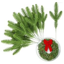 Decorative Flowers 5/10pcs Artificial Green Pine Needle Branches Simulation Plant Three-dimensional Double-sided Christmas Circle Decor