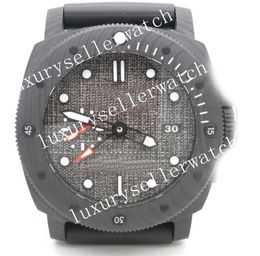 Men's Super VS Factory Wristwatches Automatic Movement 47mm 1039 Black Textured Dial with Dot & Stick Uni-Directional Forged Carbon Bezel with Numerals and watch