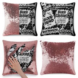 Pillow Case Blood-O-Rama! Sequin Pillowcase Throw 40cmX40cm Horror Blood Drive In Movies B Monstrs Vampires