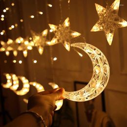 Strings Eid Mubarak Ramadan 2023 Star Moon Led String Lights Curtain Lamp Decoration For Home Party Garland Islam Muslim Event Decor