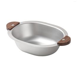 Bowls 500ml Stainless Steel Bowl Kitchen Accessory Multipurpose Space Saving With Wooden Handle Serving For Soup Dessert