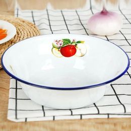 Bowls Delicate Enamel Bowl Exquisite Basin Thickened Chinese Style Fruit Pattern Soup