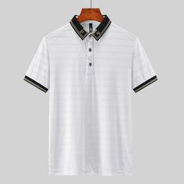 Men's Polos Korea Style Solid Brand Fashion Black White Polo Shirts Short Sleeve Men's Summer Breathable Tops Tee Oversize 6XL 7XL 8XL 230317