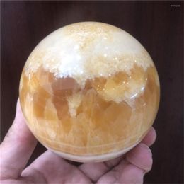 Decorative Figurines Natural Crystals Quartz Honey Calcite Sphere Energy Ball Reiki Stones Room Home Office Aquarium Decoration Accessories