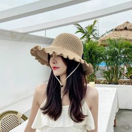 Wide Brim Hats Women Summer Hat Visor Sun Beach High Quality UV Protect Travel Cap Lady Edge Female