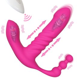 Nxy Vibrators 3 in 1 Thrusting for Women Orgasm Female Masturbator Wear Dildo Anal Clitoris Stimulator Sex Toys Shop 230310