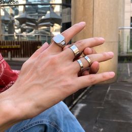 Cluster Rings 4Pcs/Set Hiphop Men's Ring Accessories Geometric Thick Size Silver Colour Set Of Vintage Punk Couple Jewellery WholesaleClust
