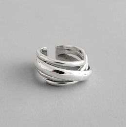 Band Rings REETI Exaggerated Personality 925 Sterling Silver Geometric Irregular Rings for Women Bohemian Retro Adjustable Antique Ring G230317