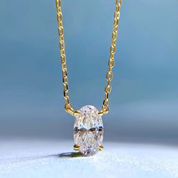 14K Gold Lab Diamond Pendant Real 925 Sterling Silver Party Wedding Pendants Necklace For Women Men Birthday Chocker Jewellery