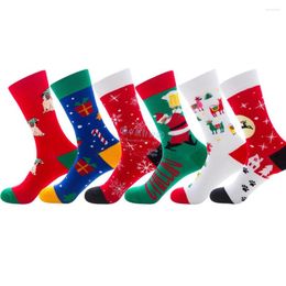 Women Socks Cotton Christmas Unisex Long Winter Stocking Kawaii Elk Cute Woman Foundation Thigh High Men Funny