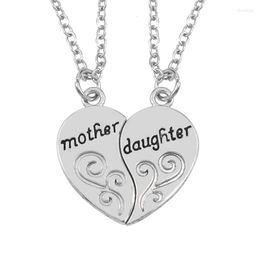 Chains Mother Daughter Necklace Aesthetic Love Shape Vintage Splicing Pendant Items Christmas Gift Fashion Jewellery