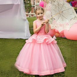 Girl Dresses Flower Lace Applique Pageant Dress Girls Half Sleeve Bow Decoration Children First Holy Communion