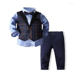 Clothing Sets Baby Boy Long Sleeve Gentleman White Shirt Bowtie Tuxedo Jumpsuit Overall