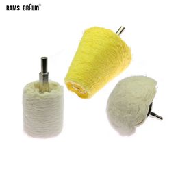 2 pcs Cloth Buffing Abrasive Wheels Cotton Polishing Grinding Head with 6mm Shank Jade Agate Jewellery Polishing Drill Die Grinder Tool