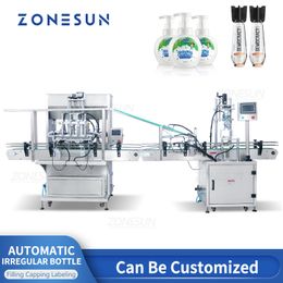 ZONESUN ZS-FAL180A9 Automatic Customised Filling and Capping Machine for Screwing Irregular Bottle Pineapple-Shaped Packing Line