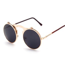 Sunglasses Retro Punk Metal Men & Women Round Sunglass Steampunk Coating Glasses Vintage Gogg