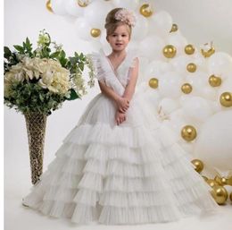 Girl Dresses Flower For Wedding Pageant Gowns Sweep Train First Communion Dress