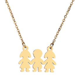 Chains Stainless Steel Necklace Brother Sister Family Necklaces Jewelry Silver Color Lovely Boy Girl Pendant Link Chain Birthday Gift