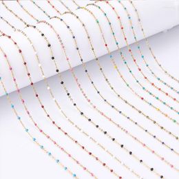 Chains SAUVOO Stainless Steel Multicolor Beaded Chain Necklaces Jewellery Link Enamel Women Choker Wholesale Gifts For Ladies