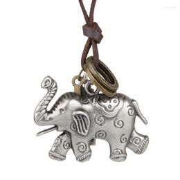 Pendant Necklaces NIUYITID Vintage Thailand Elephant Chain Necklace Men Women Leather Jewelry Adjustable Male Neckless Gift Brother