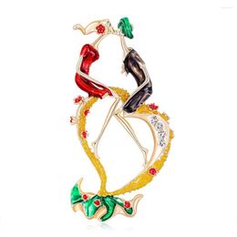 Brooches Creative Fashion Personalized Kissing Couple Alloy Diamond Dripping Brooch Women's Accessories