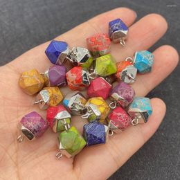 Charms Aura Natural Stone Polygonal Small Pendant 9x13mm DIY Earring Necklace Accessories For Men And Women Charm Jewellery