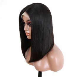 Brazilian Virgin Human Hair 13X4 HD Lace Bob Wig Straight 10-18inch Middle Part 150% Density Hair Products Natural Colour