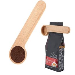 100Pcs/Lot Wood Coffee Scoop With Bag Clip Tablespoon Solid Beech Wood Measuring Scoop Tea Coffee Bean Spoon Clip Gift Wholesale