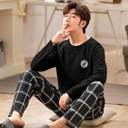 Men's Sleepwear Autumn Winter Knitted Cotton Cartoon Men's Pyjamas Couple Pyjamas Set Casual Male Sleepwear Pyjamas Night Pijamas Homewear 4XL 230317