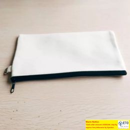 Blank Canvas Black Zipper Pencil Cases Pen Pouches Cotton Cosmetic Bags Makeup Bags Mobile phone Clutch organizer