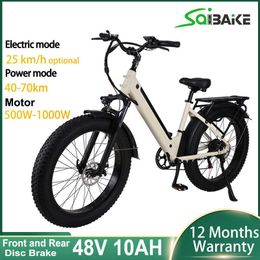 Electric Bike 48V 10AH Lithium Battery 4.0 Fat Ebike 500W 750W 1000W Electric Bicycle Adult Bike 7-Speed City Bike 26inch e bike