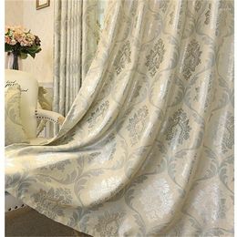 Curtain European Luxury Jacquard Curtains For Living Room Beige Drapes Window Panel Fabric High Shading Bedroom