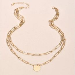 Chains Double Layer Pendant Chain Vintage Round Necklace Exquisite Aesthetic Clavicle Collar Jewelry For Women Gift