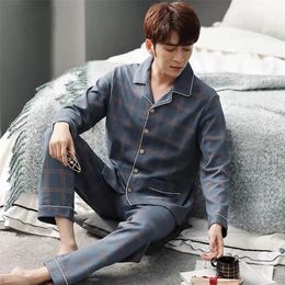 Men's Sleepwear Autumn Men Pyjamas Set Casual Sleepwear For Man Shirt Full Sleeve Pyjama Men's Fashion Soft Homewear Clothes Plus Size 230317