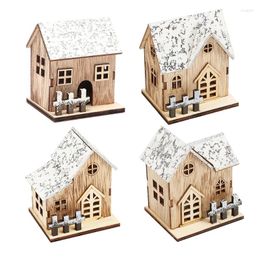 Party Decoration Christmas Village Collection Building Lighted House Wooden Ornaments Hanging On Trees Home Bedroom Decorative