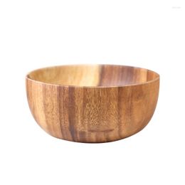 Bowls Natural Acacia Wooden Bowl Wood Grain Basin Fruit Plate Rice Ramen Salad Container Kitchen Tableware 367A
