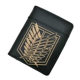 Wallets Black Color Anime Purse Attack on Titan Short PU Wallet Anime Coin BagL230303