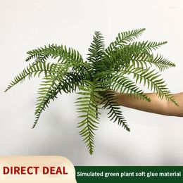 Decorative Flowers 58/64CM Tropical Persian Plant Large Artificial Fern Palm Wall Hanging Grass For Home Outdoor Decoration