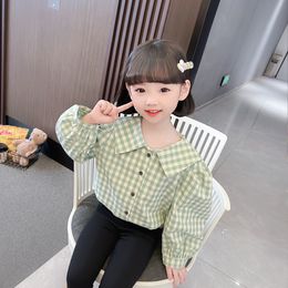 Kids Shirts Blouse For Girls Plaid Girls Shirts Casual Style Blouse For Girls Spring Autumn Girls Clothes 230317