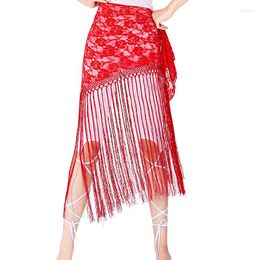 Stage Wear Women Belly Dance Clothes Accessories Stretchy Long Fringes Belt Bellydance Hip Scarf Floral Lace