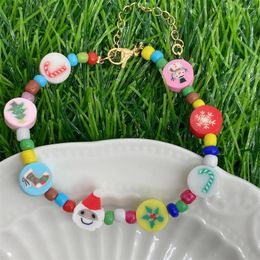 Strand Est Freshwater Pearl Colourful Snowman Santa Claus Multi-style Charms Soft Tao Rice Beads Beaded Women Bracelet Christmas Gift